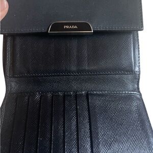 PRADA black logo Nero with Silver Accents Tri-fold Wallet